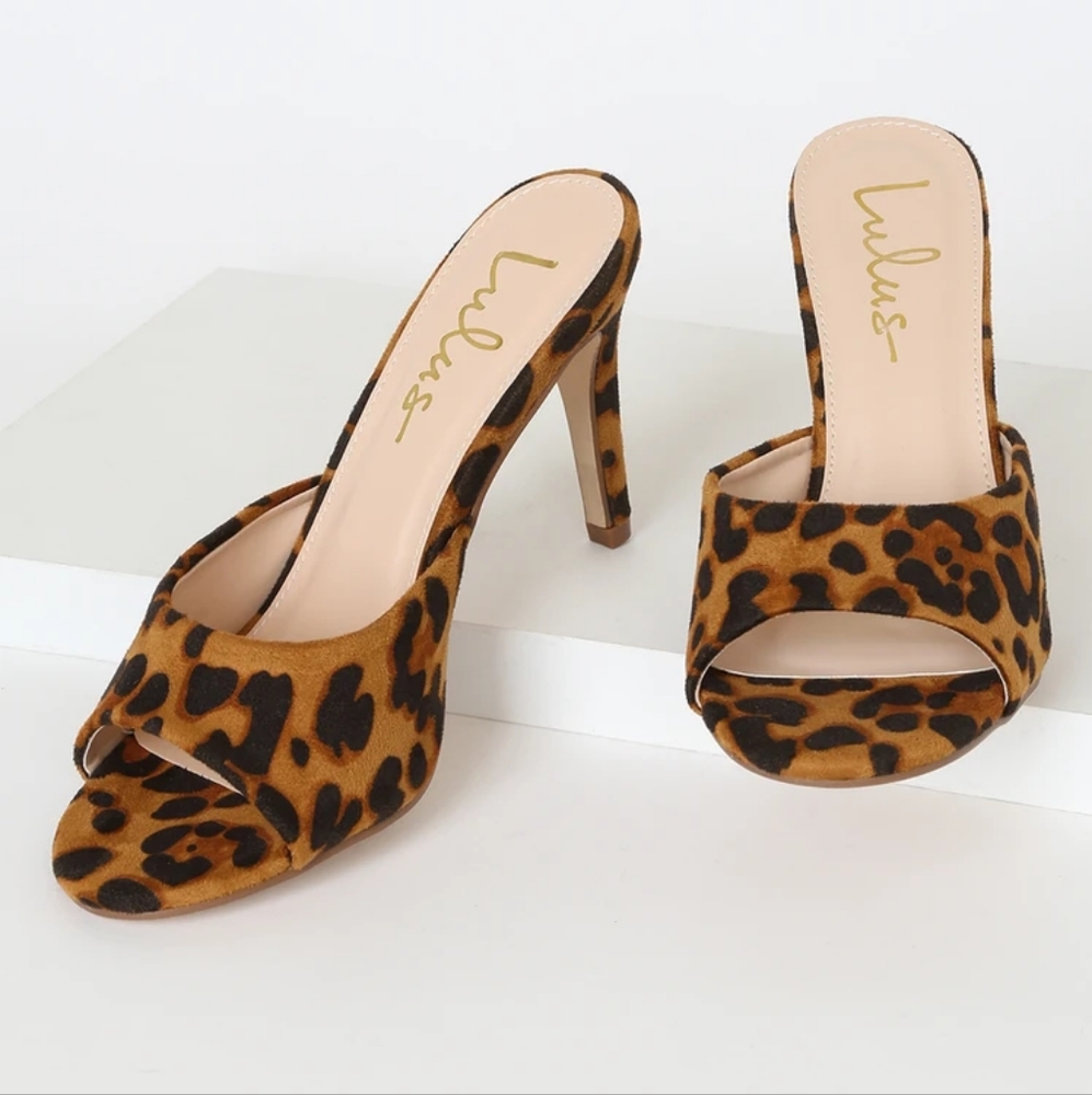 Leopard Open Toe Heel Sandals - Picture 3 of 4